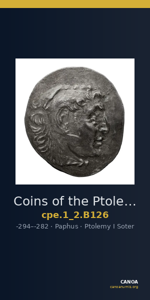 Coins of the Ptolemaic Empire Vol. I, Part II, no. B126 — CANOA