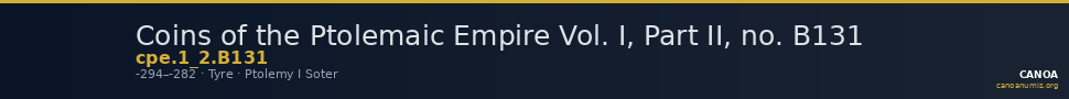 Coins of the Ptolemaic Empire Vol. I, Part II, no. B131 — CANOA