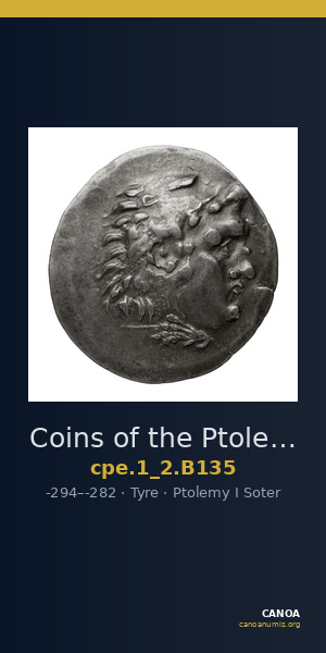 Coins of the Ptolemaic Empire Vol. I, Part II, no. B135 — CANOA