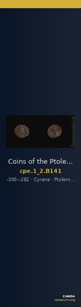 Coins of the Ptolemaic Empire Vol. I, Part II, no. B141 — CANOA
