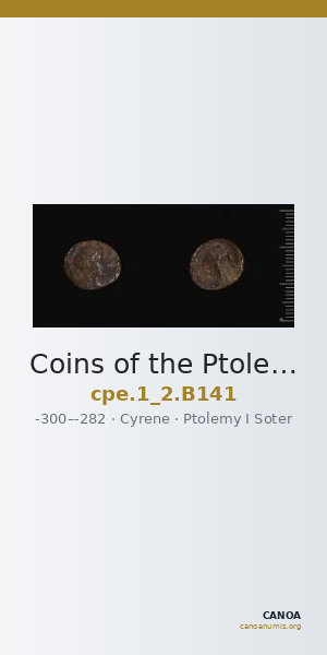 Coins of the Ptolemaic Empire Vol. I, Part II, no. B141 — CANOA
