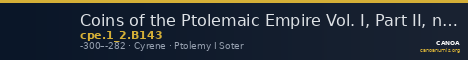 Coins of the Ptolemaic Empire Vol. I, Part II, no. B143 — CANOA