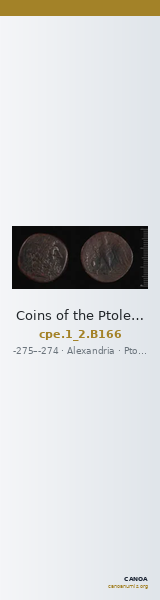 Coins of the Ptolemaic Empire Vol. I, Part II, no. B166 — CANOA