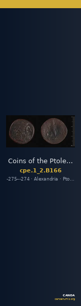 Coins of the Ptolemaic Empire Vol. I, Part II, no. B166 — CANOA