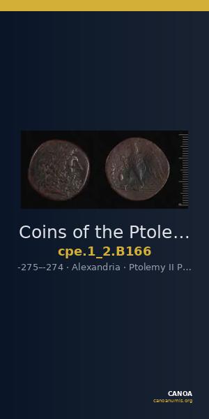 Coins of the Ptolemaic Empire Vol. I, Part II, no. B166 — CANOA