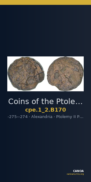 Coins of the Ptolemaic Empire Vol. I, Part II, no. B170 — CANOA