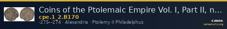 Coins of the Ptolemaic Empire Vol. I, Part II, no. B170 — CANOA