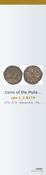 Coins of the Ptolemaic Empire Vol. I, Part II, no. B174 — CANOA