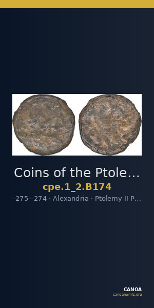 Coins of the Ptolemaic Empire Vol. I, Part II, no. B174 — CANOA