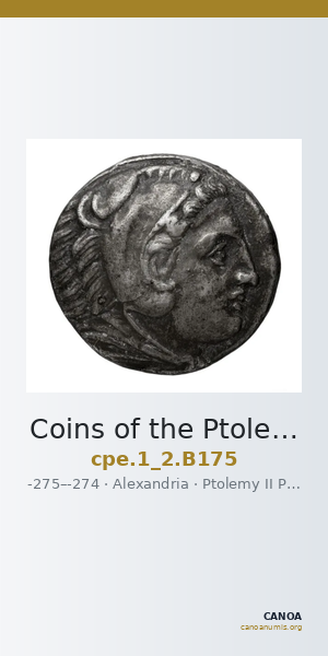 Coins of the Ptolemaic Empire Vol. I, Part II, no. B175 — CANOA