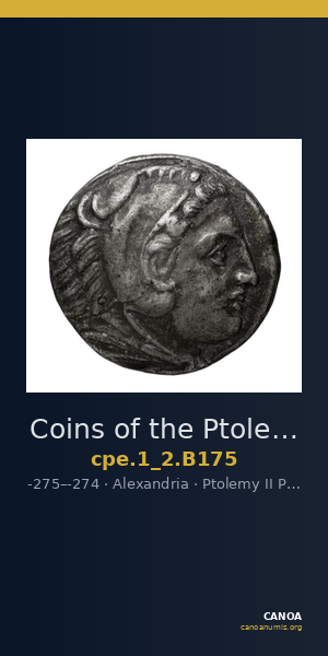 Coins of the Ptolemaic Empire Vol. I, Part II, no. B175 — CANOA