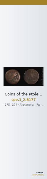 Coins of the Ptolemaic Empire Vol. I, Part II, no. B177 — CANOA