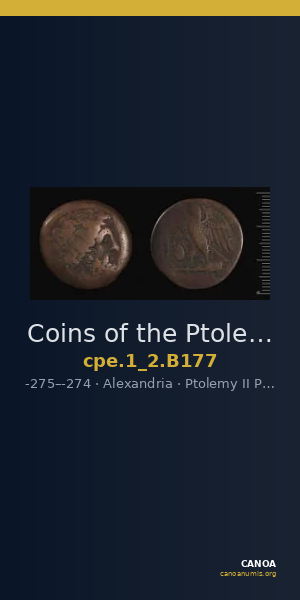 Coins of the Ptolemaic Empire Vol. I, Part II, no. B177 — CANOA