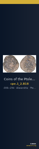 Coins of the Ptolemaic Empire Vol. I, Part II, no. B18 — CANOA