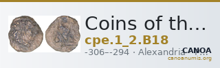 Coins of the Ptolemaic Empire Vol. I, Part II, no. B18 — CANOA