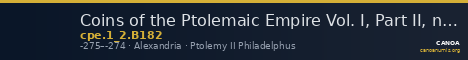Coins of the Ptolemaic Empire Vol. I, Part II, no. B182 — CANOA