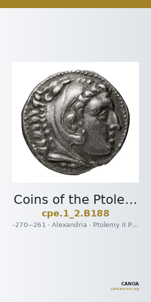 Coins of the Ptolemaic Empire Vol. I, Part II, no. B188 — CANOA