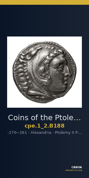Coins of the Ptolemaic Empire Vol. I, Part II, no. B188 — CANOA