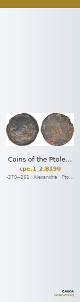 Coins of the Ptolemaic Empire Vol. I, Part II, no. B190 — CANOA