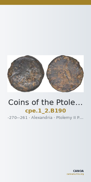 Coins of the Ptolemaic Empire Vol. I, Part II, no. B190 — CANOA
