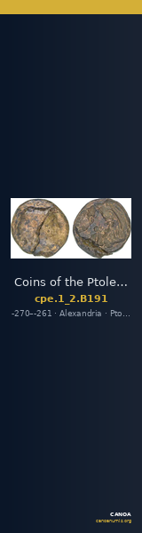 Coins of the Ptolemaic Empire Vol. I, Part II, no. B191 — CANOA
