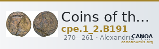 Coins of the Ptolemaic Empire Vol. I, Part II, no. B191 — CANOA