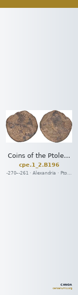 Coins of the Ptolemaic Empire Vol. I, Part II, no. B196 — CANOA