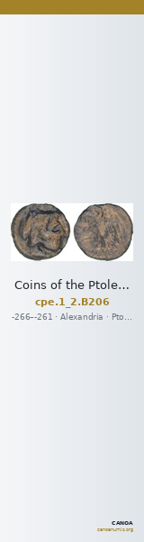 Coins of the Ptolemaic Empire Vol. I, Part II, no. B206 — CANOA