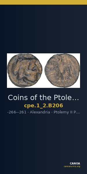 Coins of the Ptolemaic Empire Vol. I, Part II, no. B206 — CANOA
