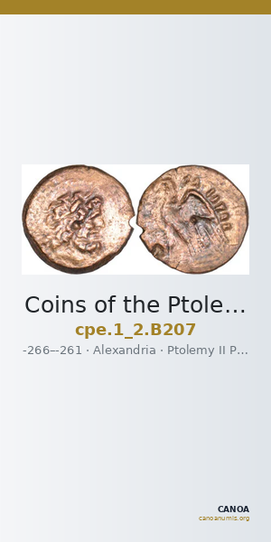 Coins of the Ptolemaic Empire Vol. I, Part II, no. B207 — CANOA