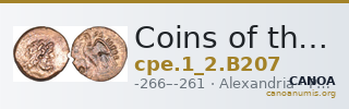 Coins of the Ptolemaic Empire Vol. I, Part II, no. B207 — CANOA