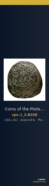 Coins of the Ptolemaic Empire Vol. I, Part II, no. B208 — CANOA