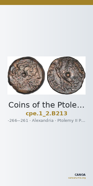 Coins of the Ptolemaic Empire Vol. I, Part II, no. B213 — CANOA