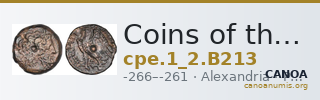 Coins of the Ptolemaic Empire Vol. I, Part II, no. B213 — CANOA
