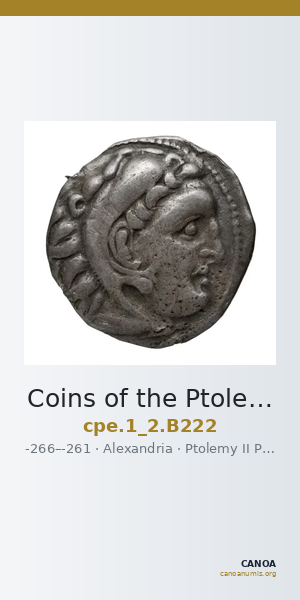 Coins of the Ptolemaic Empire Vol. I, Part II, no. B222 — CANOA