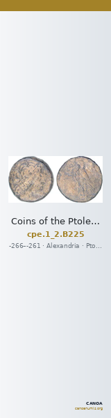 Coins of the Ptolemaic Empire Vol. I, Part II, no. B225 — CANOA