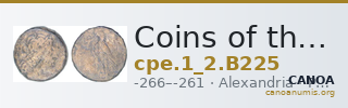 Coins of the Ptolemaic Empire Vol. I, Part II, no. B225 — CANOA