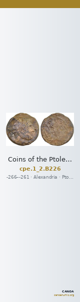 Coins of the Ptolemaic Empire Vol. I, Part II, no. B226 — CANOA