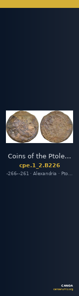 Coins of the Ptolemaic Empire Vol. I, Part II, no. B226 — CANOA