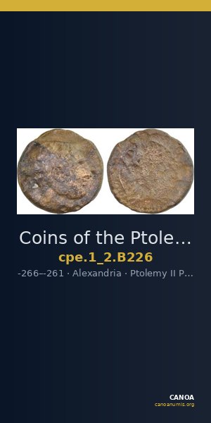 Coins of the Ptolemaic Empire Vol. I, Part II, no. B226 — CANOA