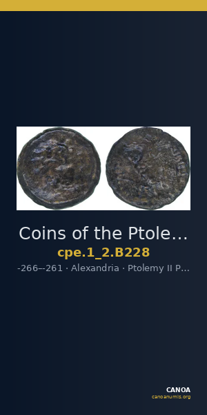 Coins of the Ptolemaic Empire Vol. I, Part II, no. B228 — CANOA