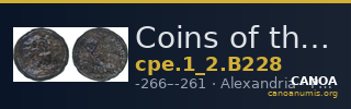 Coins of the Ptolemaic Empire Vol. I, Part II, no. B228 — CANOA