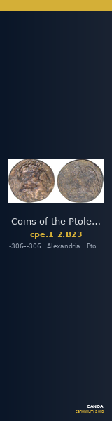 Coins of the Ptolemaic Empire Vol. I, Part II, no. B23 — CANOA