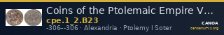 Coins of the Ptolemaic Empire Vol. I, Part II, no. B23 — CANOA