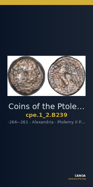 Coins of the Ptolemaic Empire Vol. I, Part II, no. B239 — CANOA