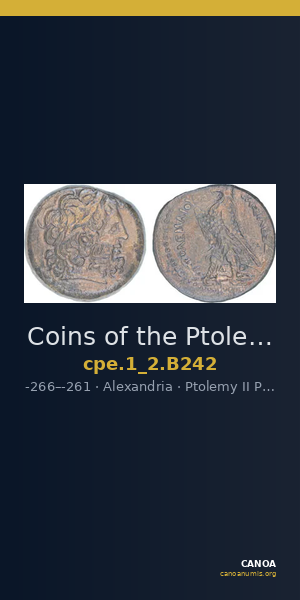 Coins of the Ptolemaic Empire Vol. I, Part II, no. B242 — CANOA