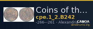 Coins of the Ptolemaic Empire Vol. I, Part II, no. B242 — CANOA