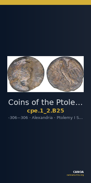 Coins of the Ptolemaic Empire Vol. I, Part II, no. B25 — CANOA