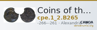 Coins of the Ptolemaic Empire Vol. I, Part II, no. B265 — CANOA