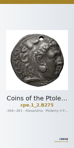 Coins of the Ptolemaic Empire Vol. I, Part II, no. B275 — CANOA